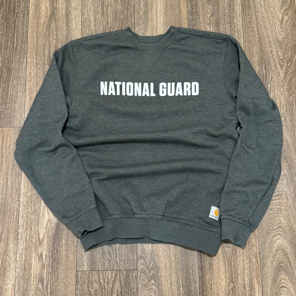 Carhartt Sweatshirt Men's Small Gray National Guard Michigan Spell Out K124-026